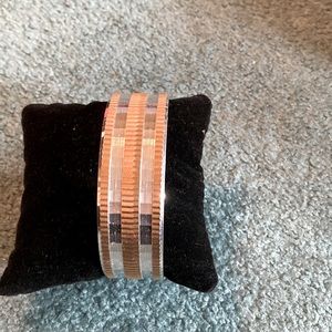 Gold/silver stripped bangle bracelet